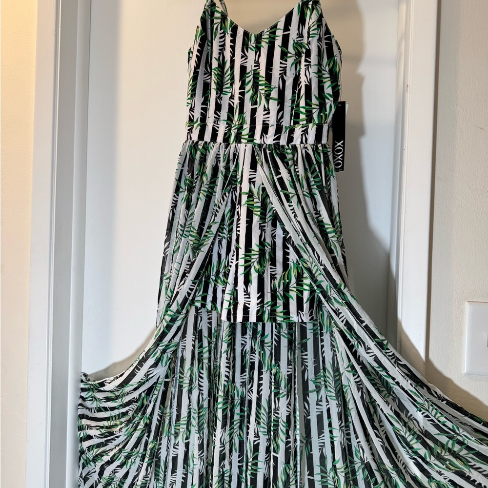 XOXO Green  and White Dress with  Leaf Pattern New with tag.   Size S